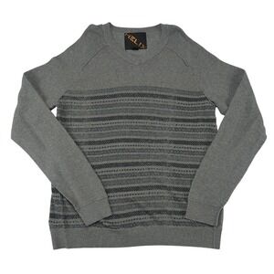 Helix Mens XL Gray Cotton V-Neck Sweater Slim Fit Fair Isle Geometric Striped